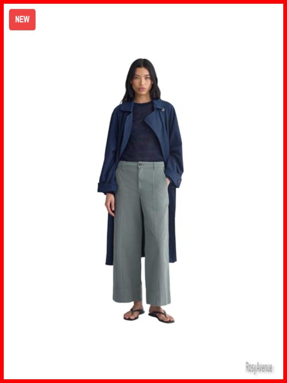 High-Rise Wide-Leg Pants Organic Cotton Linen Blend Seamed Trousers